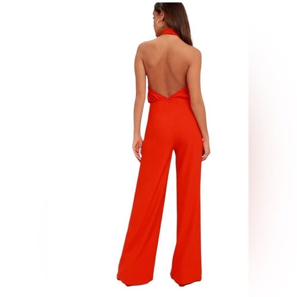 Lulus Moment For Life Red Halter Jumpsuit | Size L - Picture 2 of 9